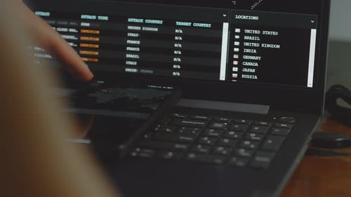 Data Security Hacking Information Displayed on Laptop Screen