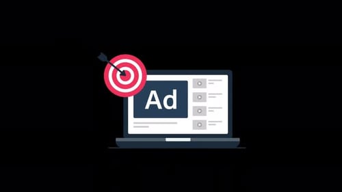 Digital Advertising Target Marketing on Laptop Screen Animation