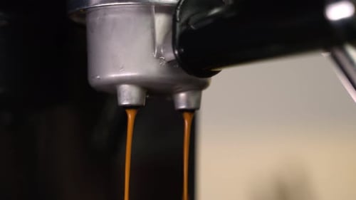 Espresso Machine Brewing Fresh, Hot Coffee