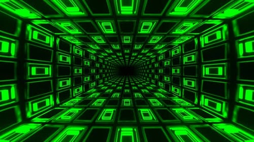 Green Neon Light Squares On Grate Background Vj Loop In 4K