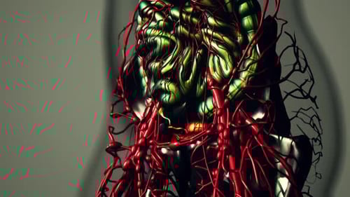 Animated Human Internal Organs with Vascular System 3D Render