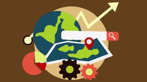 Animated Flat Design for Global Business and Technology Growth