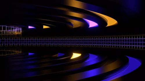 Movement Along The Purple And Yellow Neon Ring Background Vj Loop In 4K