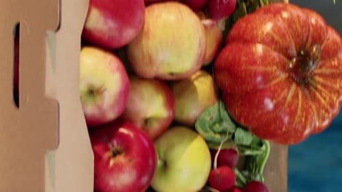 Vertical Video Various Organic Farmers Market Products From Greenmarket