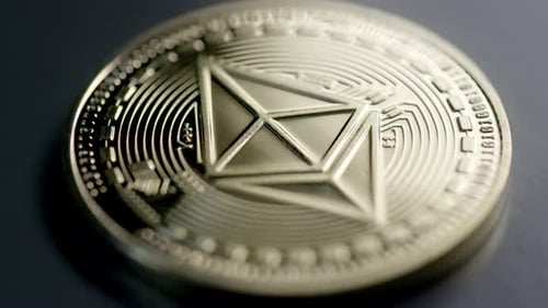 Cryptocurrency Coin Close Up