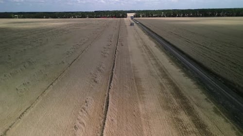 Wheat field aerial view in Ukraine