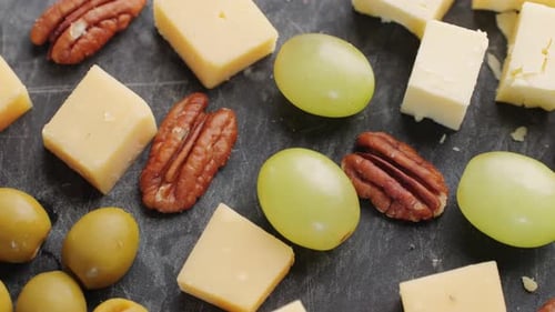 Italian or Spanish Cheese Plate in Restaurant with Traditional Tapas Food Spanish Cuisine Delicious