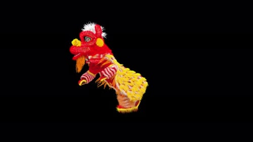 Animated Traditional Chinese Lion Dance for New Year Celebrations