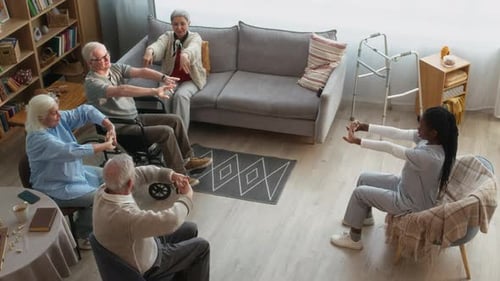 Group Chair Exercises at Nursing Home