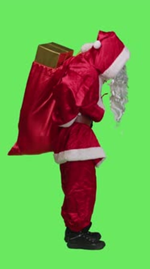 Vertical Video Profile of Santa Claus Having Backpain on Camera