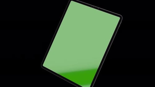 Green screen Tablet on black background