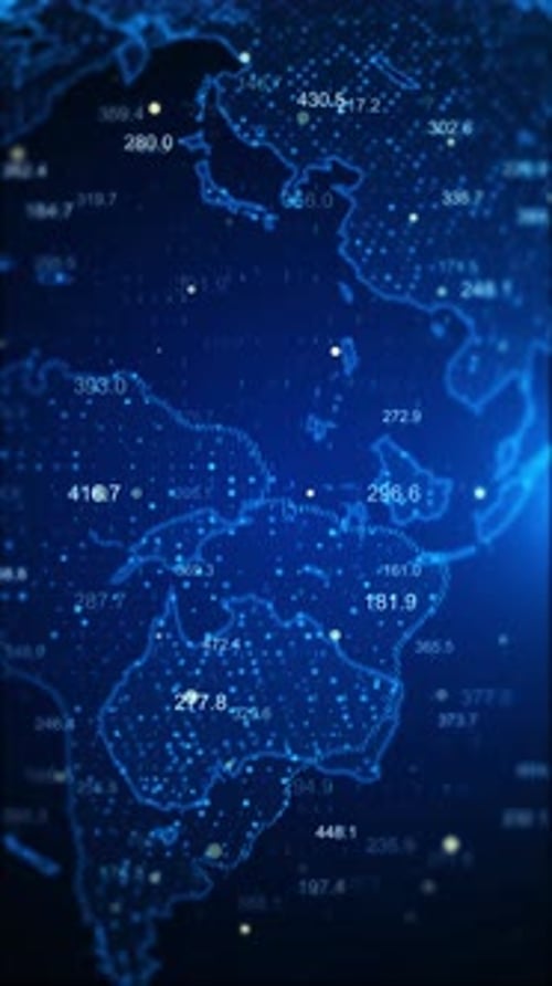 Futuristic Digital World Map Data Display