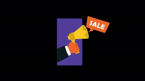Flat Design Megaphone Sale Announcement Animation