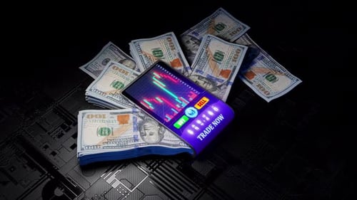 Phone Wallet And Stock Market Concept