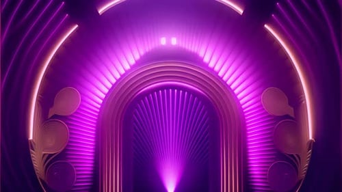 geometric background with colorful glowing neon appear and podium for product presentation