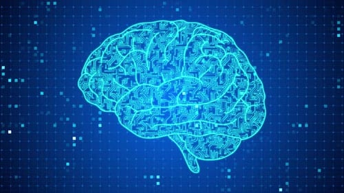 Animated Neon Circuit Brain Technology Background