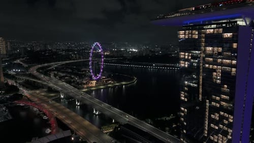 Fly pass Marina Bay Sands towards Singapore flyer, park 2 of 2