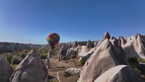 Colorful Lonely Balloon In The Valley Of Love In Cappadocia