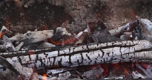 Cendres provenant du bois de chauffage Préparation pour la cuisson au barbecue après la fin du feu