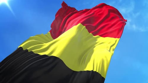 Realistic Waving Flag Animation Against Clear Blue Sky