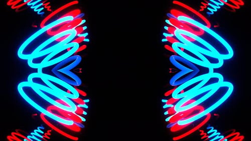 Red And Blue Neon Spiral Lamps Kaleidoscope Background Vj Loop In 4K
