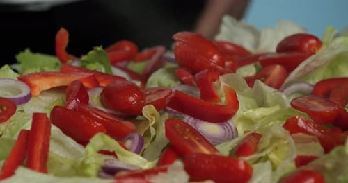 Colorful Fresh Salad with Crisp Vegetables Close Up