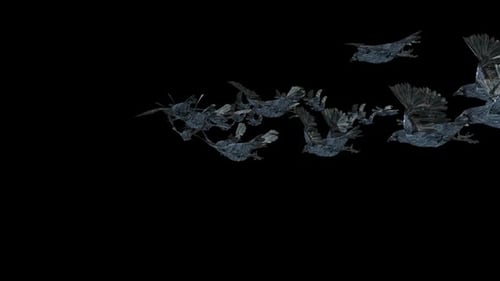 Flying Flock of Abstract Crystalline Birds Animation