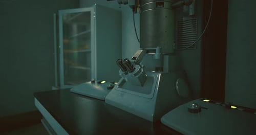 Exploring a High Tech Lab with Advanced Equipment and Dim Lighting