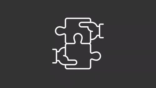 Minimalist Animation of Hands Solving Puzzle Pieces