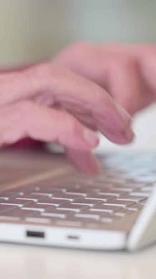 Typing on Laptop Keyboard Close Up, Technology Theme