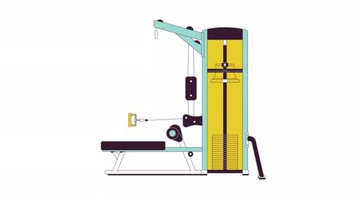 Seated cable row machine in action line 2D object animation