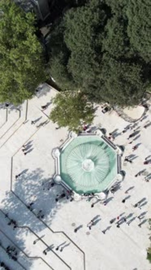 Courtyard of Historical Mosque Drone Image