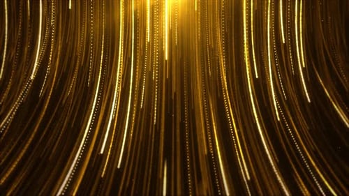 Abstract Creative Golden Rays Striped Pattern Loop Shiny Texture Particles Falling Down