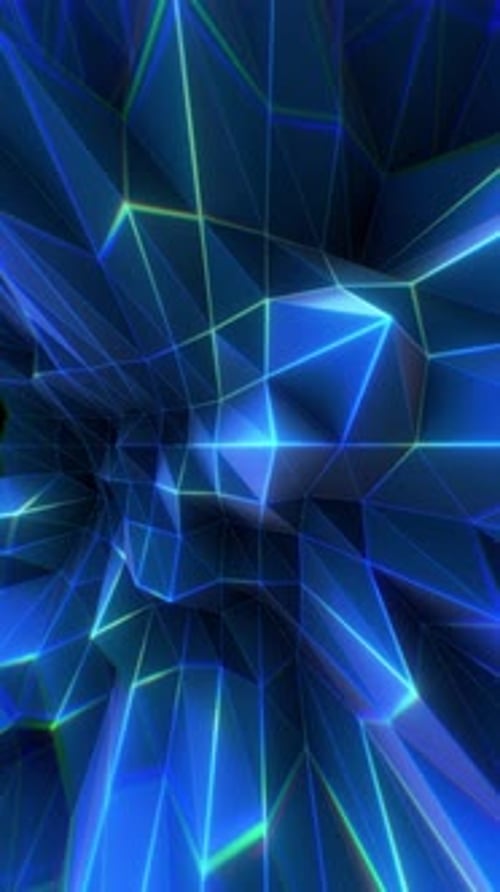 Polygon Pulsing Glowing Vertical Grid