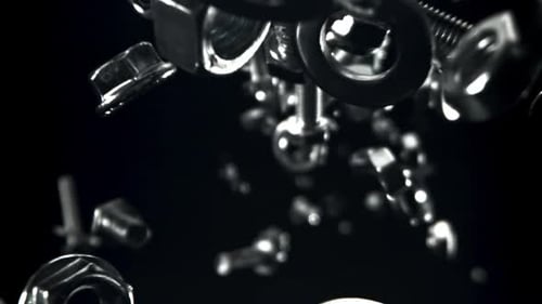 Floating Fasteners: Bolts and Nuts on Black