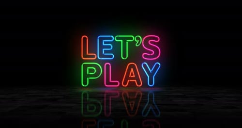 Vibrant 'Let's Play' Neon Text Animation
