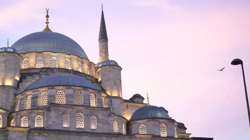 New Mosque with Lantern Light at Night at Emunonu
