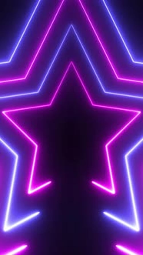 Dynamic Neon Star Expanding Loop Background