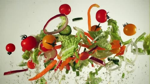 Fresh Vegetables Floating and Falling in Air