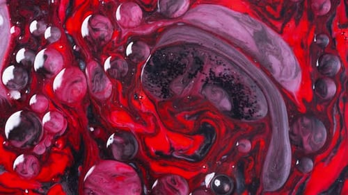 Vidéo d'arrière-plan abstraite, mouvement d'un liquide et d'une huile rouges et noirs