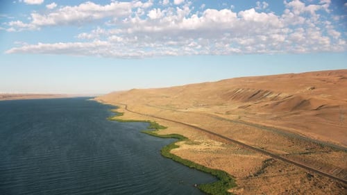 Oregon Circa-2021: Aerial View of Columbia River Gorge. with Cineflex From