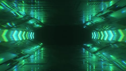 Sci Fi Digital Neon Glowing Tunnel Futuristic Backdrop Loop