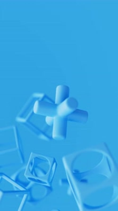 Abstract 3d Blue Geometric Shapes Rotating Animation Loop Modern Minimalistic Background 3d Render