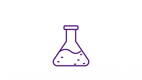 Flat Design Animation: Plant Growing in Laboratory Flask