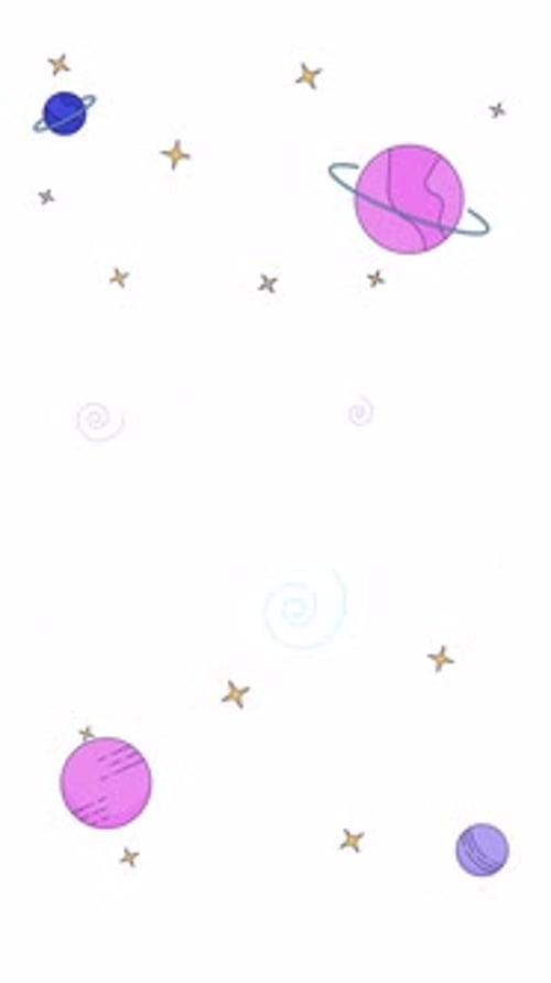 Colorful galaxies, floating planets and twinkling stars transparent overlay animation