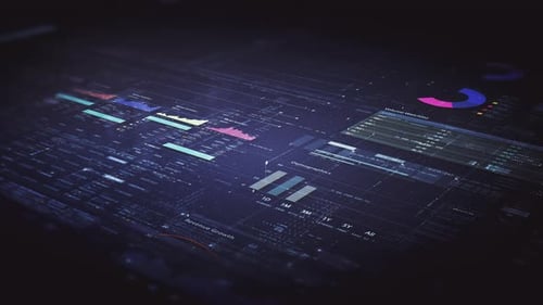 Futuristic Digital Dashboard with Business Data and Financial Charts