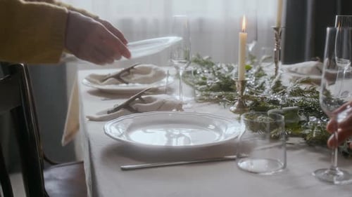 Elegant Festive Table Setting for Holiday Dinner