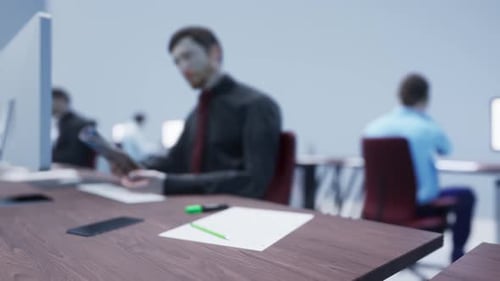 Business People Unrecognizable On The Computer Screen In The Office