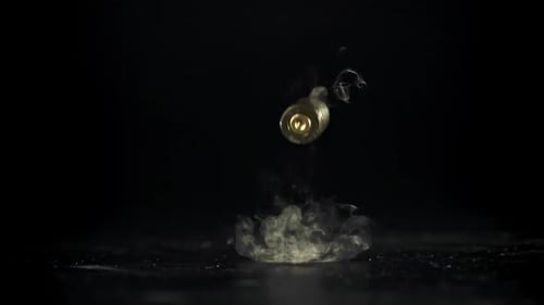 Smoking Gun: Bullet Casing Rises in Smoke