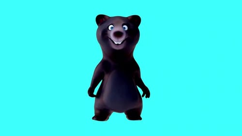 Lustiger 3D-Zeichentrickbär, der spricht und präsentiert (mit Alpha-Kanal)